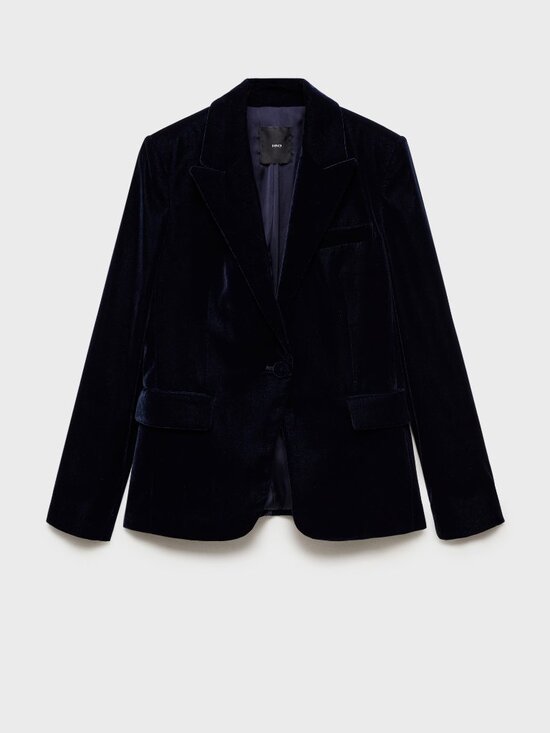 Navy Blue Velvet Mango Blazer - Picture 1 of 4